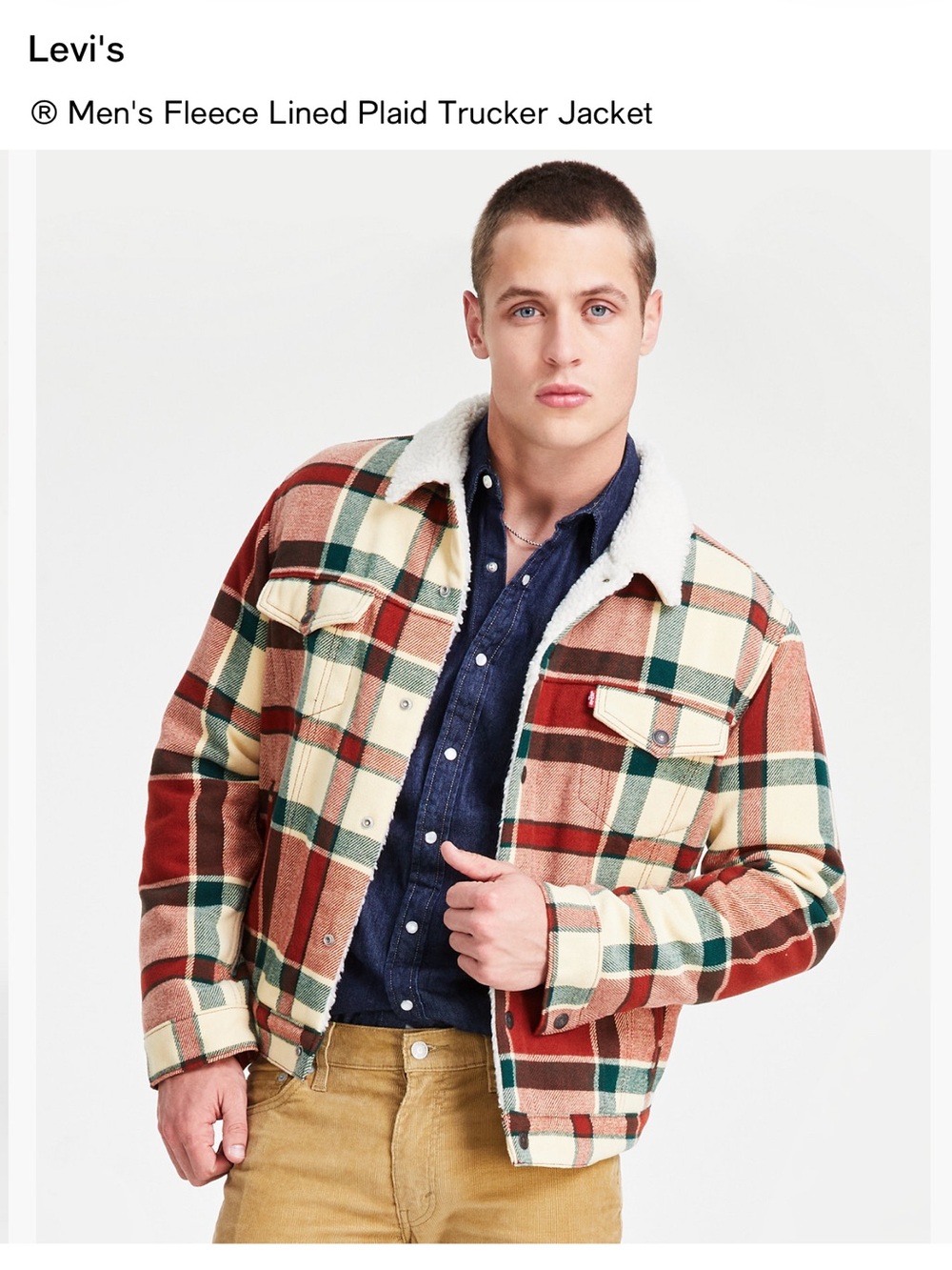 Levi's Men's Fleece Lined Plaid Jacket
